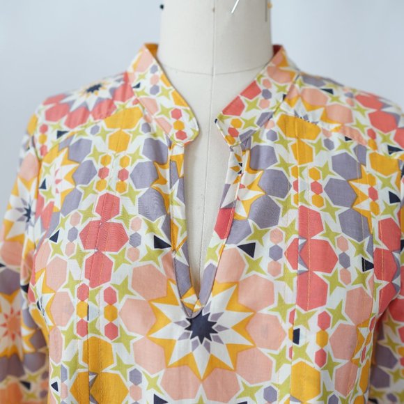 Ivy Jane Ditzy Floral Tunic Yellow Orange XS Flower Child Hippie Bohemian Retro - Picture 3 of 10